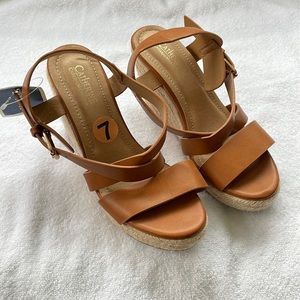 Catherine Malandrino Leather Wedge Sandal Size 7 NWT